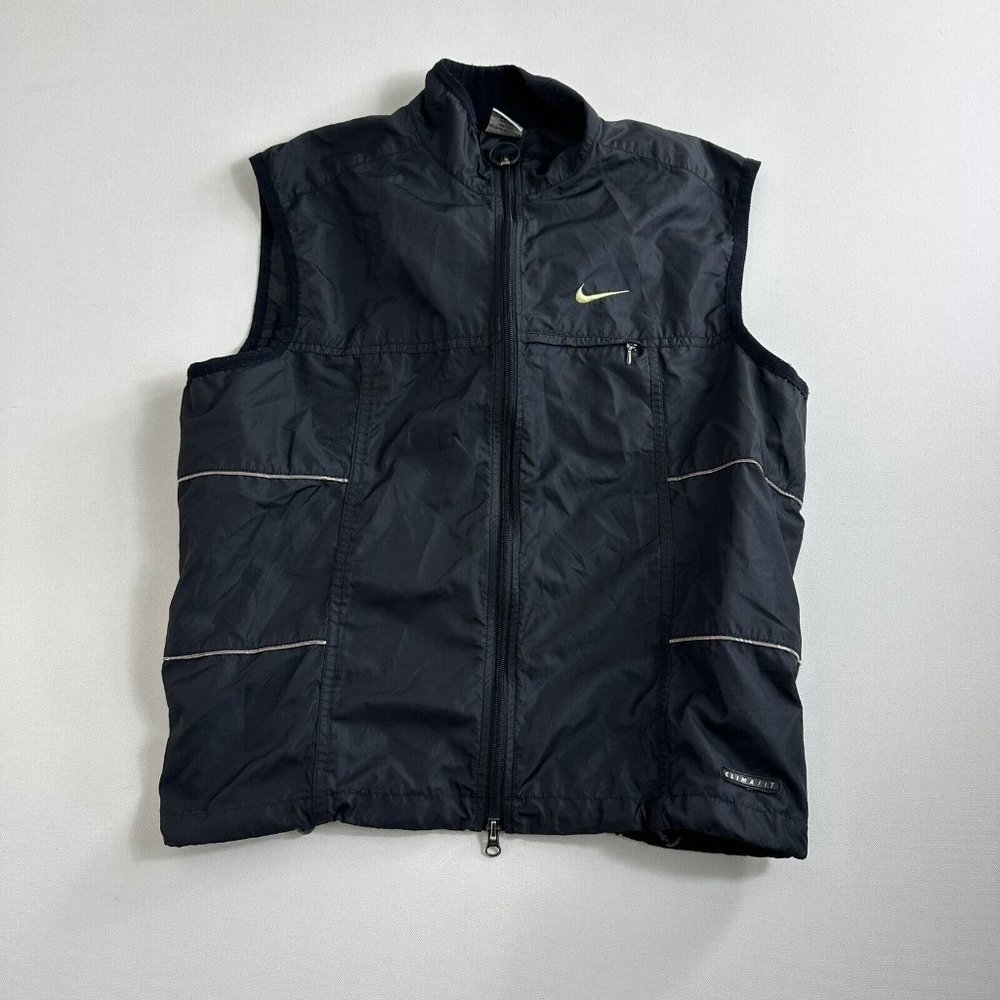 Vintage Nike Hiking Vest Black Clima Fit Double Zippers Y2K outdoor mens size M
